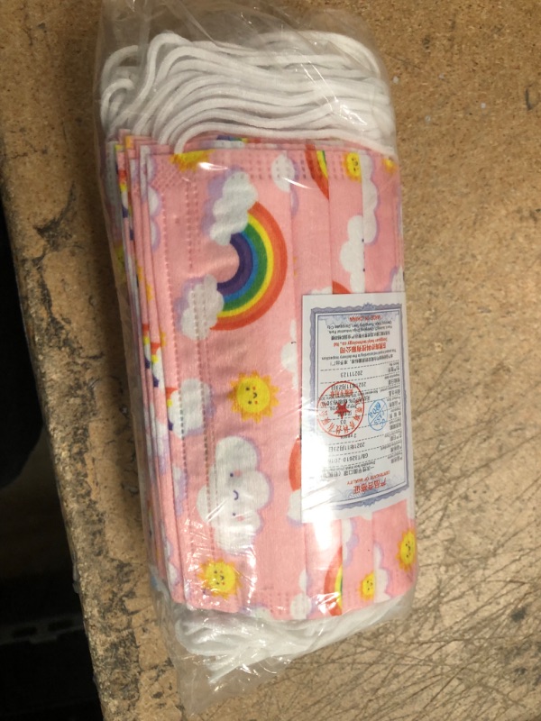 Photo 2 of 50 Pcs Kids Face_Masks Disposable,Cute Rainbow Face_masks for Children at School,3Ply Breathable Face_Mask for Child
