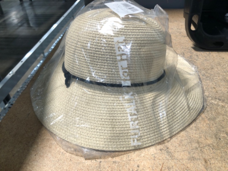 Photo 2 of FURTALK Womens Wide Brim Sun Hat with Wind Lanyard UPF Summer Straw Sun Hats for Women Medium 
