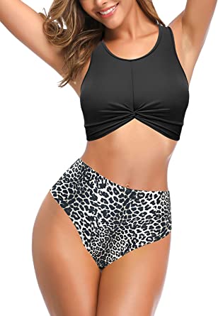 Photo 1 of SHEKINI Women Scoop Neck Bikini Set High Waisted Bathing Suit Twist Front Two Piece Swimsuit Large
