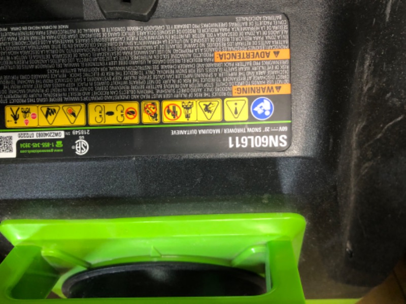 Photo 4 of **unable to test** Greenworks 2601102 DigiPro Gmax 40V 20 in. Cordless Lithium-Ion Snow Thrower 