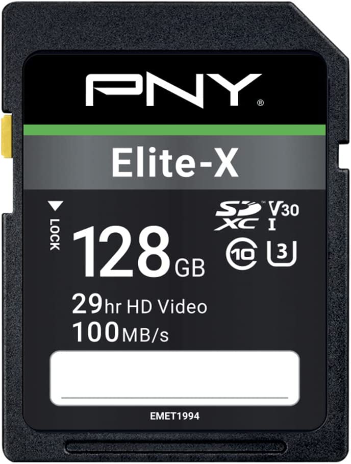 Photo 1 of PNY 128GB Elite-X Class 10 U3 V30 SDXC Flash Memory Card 