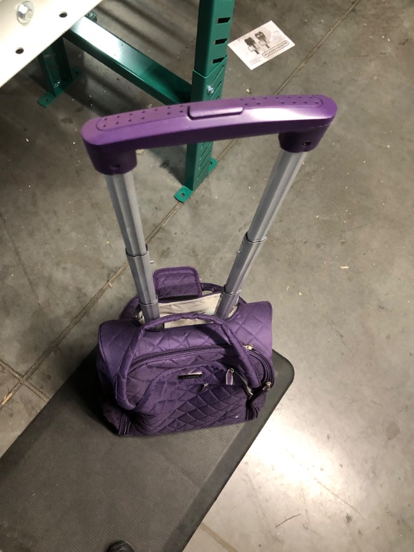 Photo 4 of *USED/SEE NOTES* Rockland Melrose Upright Wheeled Underseater Carry-On Luggage, Purple, 16-Inch