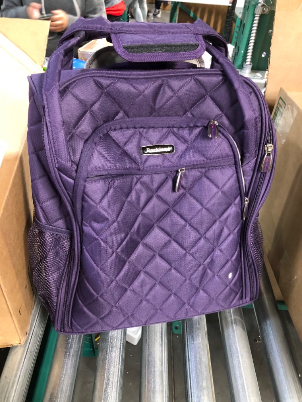 Photo 3 of *USED/SEE NOTES* Rockland Melrose Upright Wheeled Underseater Carry-On Luggage, Purple, 16-Inch