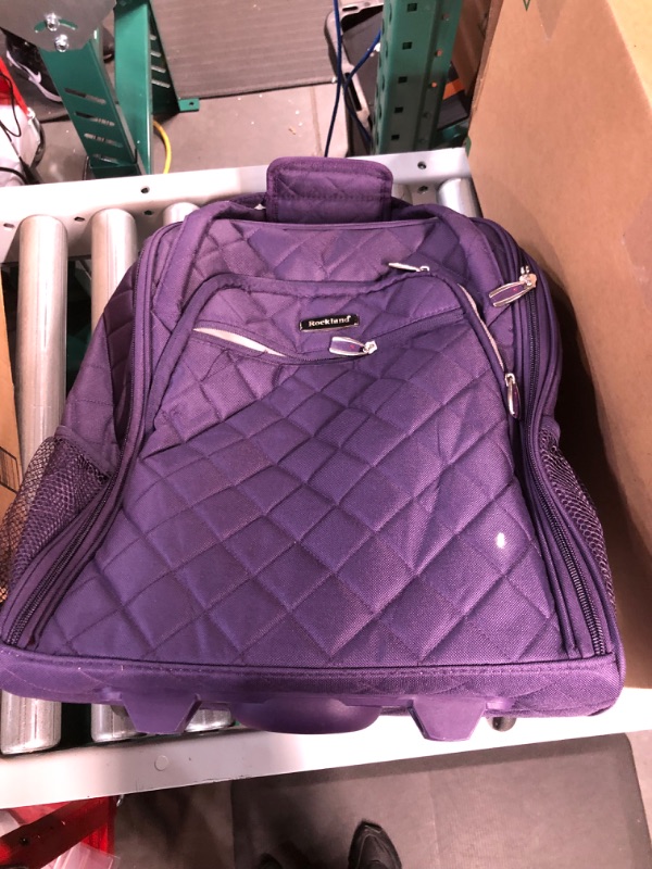 Photo 2 of *USED/SEE NOTES* Rockland Melrose Upright Wheeled Underseater Carry-On Luggage, Purple, 16-Inch