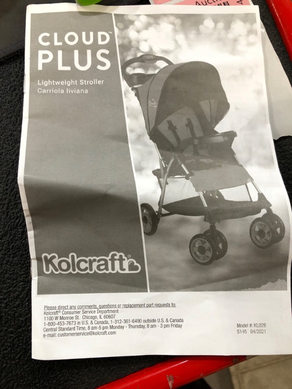 Photo 7 of *USED/SEE NOTES* Kolcraft - Cloud Plus Lightweight Compact  Baby Stroller - Slate Grey