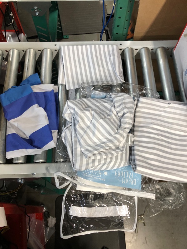 Photo 2 of *NO COMFORTER/SEE NOTES** dream FACTORY Kids Bed Set, Twin, Blue Rugby Stripe