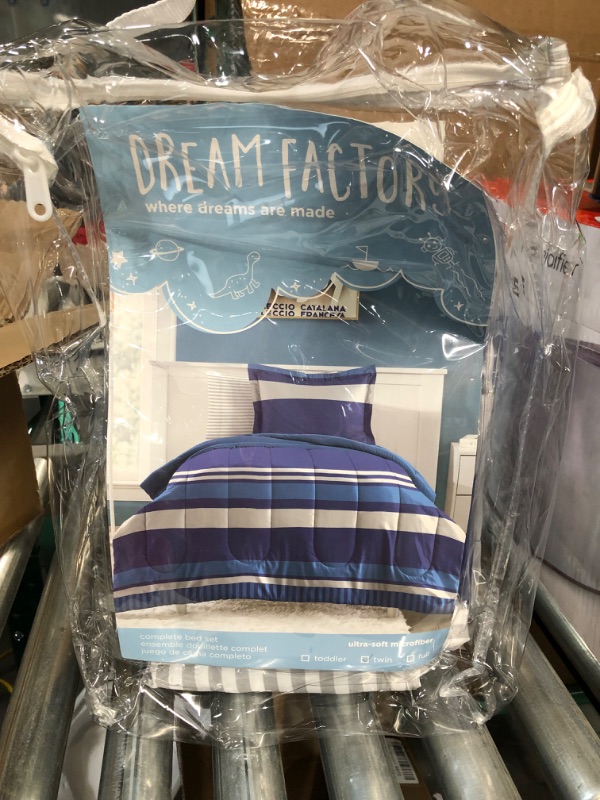 Photo 1 of *NO COMFORTER/SEE NOTES** dream FACTORY Kids Bed Set, Twin, Blue Rugby Stripe