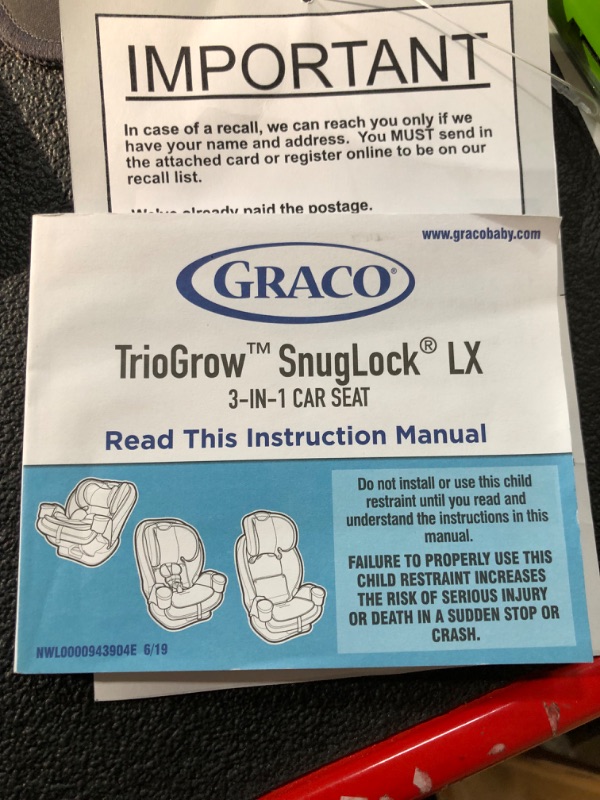 Photo 6 of *USED/SEE NOTES* Graco TrioGrow SnugLock LX 3 in 1 Car Seat, Sonic