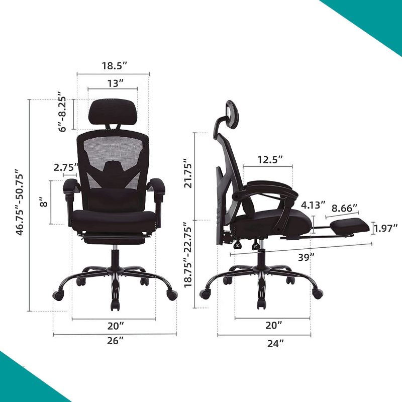 Photo 2 of *USED/MISSING HARDWARE* Office Chair, High Back Mesh Chair. Black 