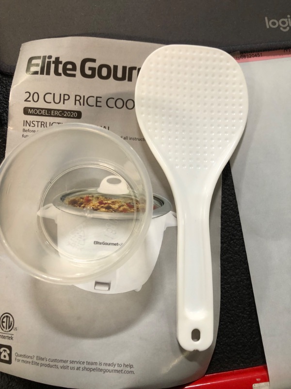 Photo 3 of *USED/SEE NOTES* Elite Gourmet ERC-2020 Electric Rice Cooker with Stainless Steel Inner Pot, 20 Cups, White 