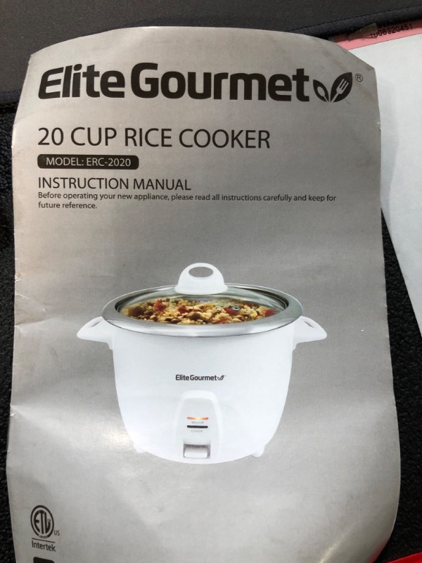 Photo 6 of *USED/SEE NOTES* Elite Gourmet ERC-2020 Electric Rice Cooker with Stainless Steel Inner Pot, 20 Cups, White 