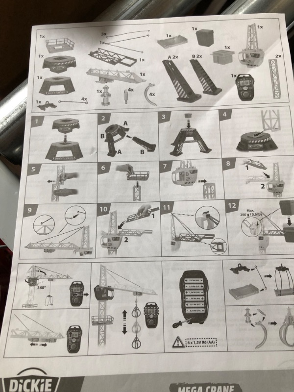 Photo 2 of *USED/SEE NOTES* DICKIE TOYS Mighty Construction Crane with Remote Control, 48" inches and 350 degree rotation Trolley, for Ages 3 and up