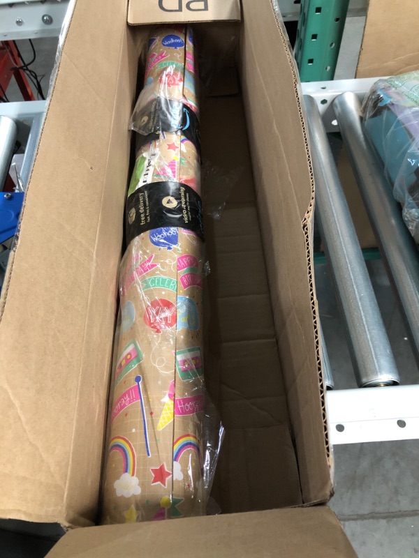 Photo 2 of **USED** RUSPEPA Kraft Wrapping Paper Roll - Birthday Gift Pattern - 30 Inches x 100 Feet