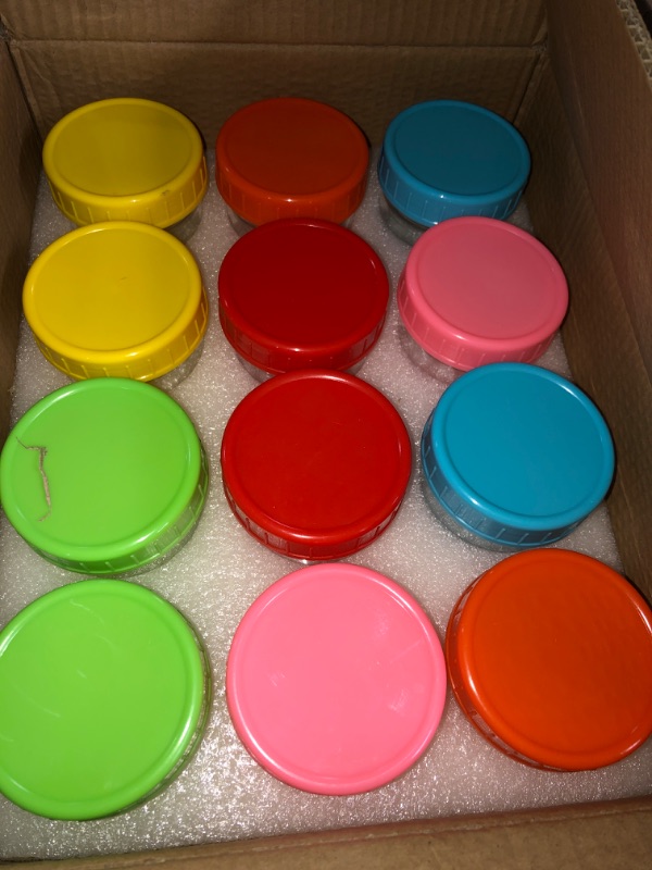 Photo 2 of 24 Pcs Glass Baby Food Storage Containers 4 oz Baby Food Jars with Lids - 6 Colors