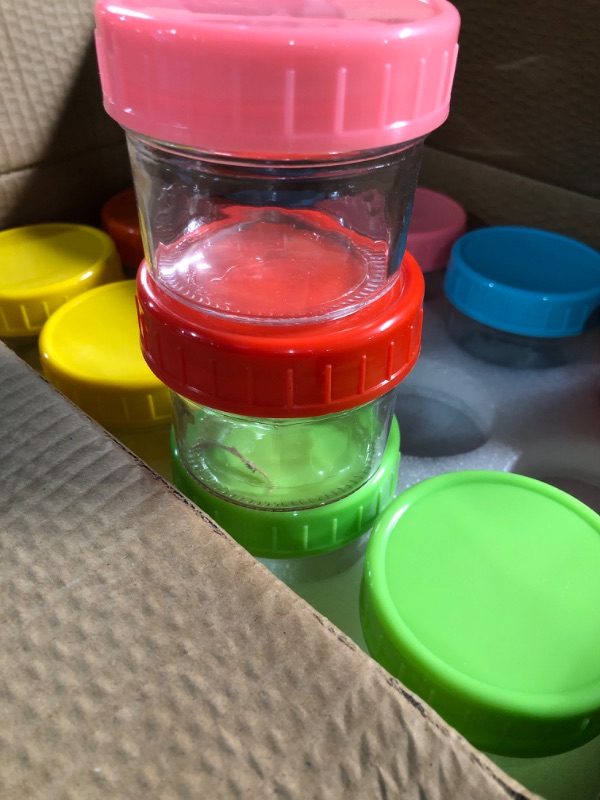 Photo 3 of 24 Pcs Glass Baby Food Storage Containers 4 oz Baby Food Jars with Lids - 6 Colors