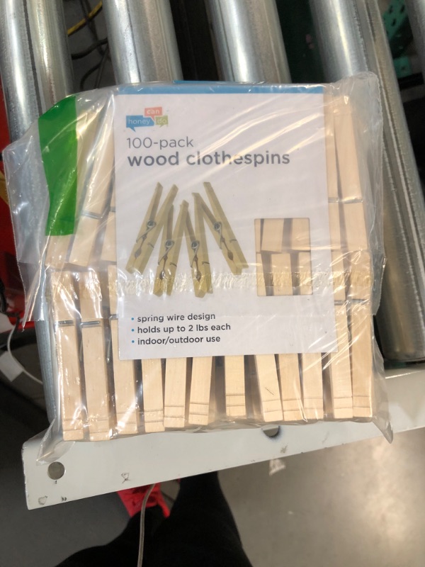 Photo 2 of *NEW* Honey-Can-Do DRY-01376 Wood Clothespins with Spring, 100-Pack,