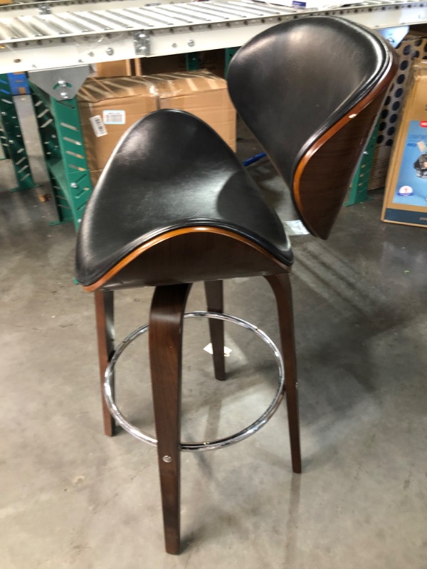 Photo 3 of *ONE CHAIR/ SMALL CHIP*** Christopher Knight Home Jakin Barstool, Midnight Black + Chrome + Walnut