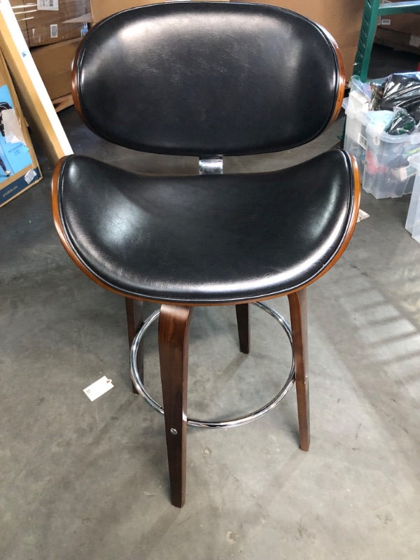 Photo 2 of *ONE CHAIR/ SMALL CHIP*** Christopher Knight Home Jakin Barstool, Midnight Black + Chrome + Walnut