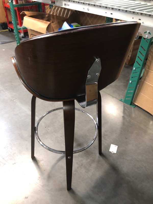 Photo 4 of *ONE CHAIR/ SMALL CHIP*** Christopher Knight Home Jakin Barstool, Midnight Black + Chrome + Walnut