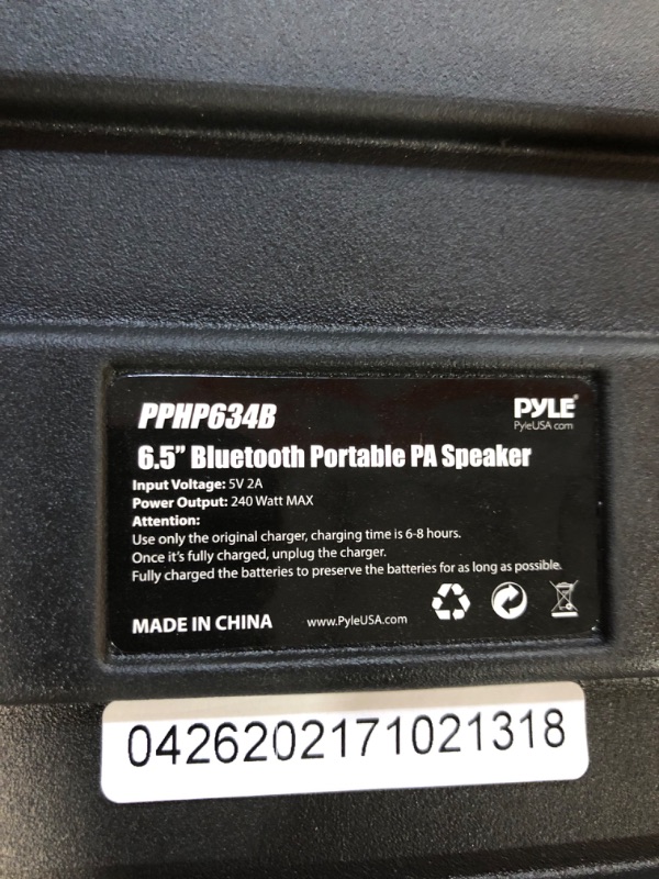 Photo 2 of **USED** MISSING MIC** TESTED AND POWERS ON** Pyle Portable Bluetooth PA Speaker 240W + 15ft XLR Cable