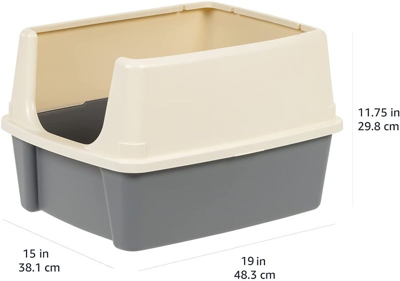 Photo 1 of Amazon Basics Tall Open Top Cat Litter Box with High Sides 