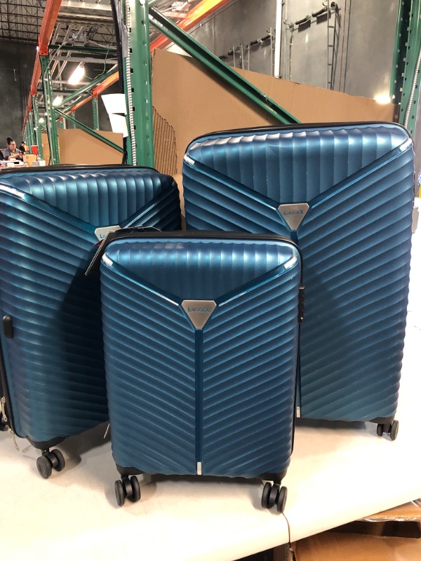 Photo 2 of *** (see notes) - LUGGEX Blue Luggage Sets Hardside with Spinner Wheels 3-Piece Set (20/24/28) Navy Blue