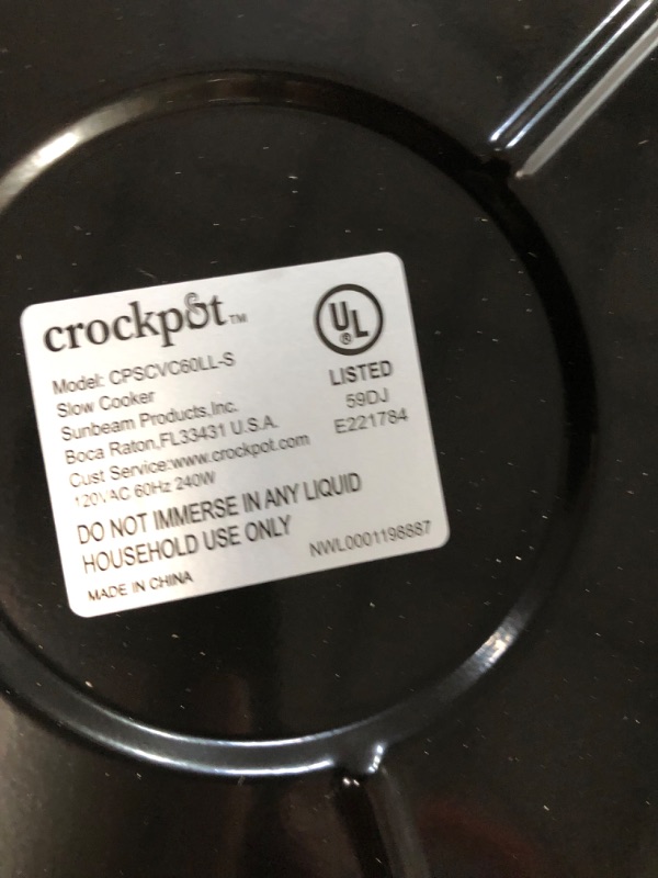 Photo 4 of **USED** MISSING BOWL ISIDE TO COOK WITH** Crock-Pot SCCPVL610-S-A 6-Quart Cook & Carry Programmable Slow Cooker with Digital Timer, Stainless Steel