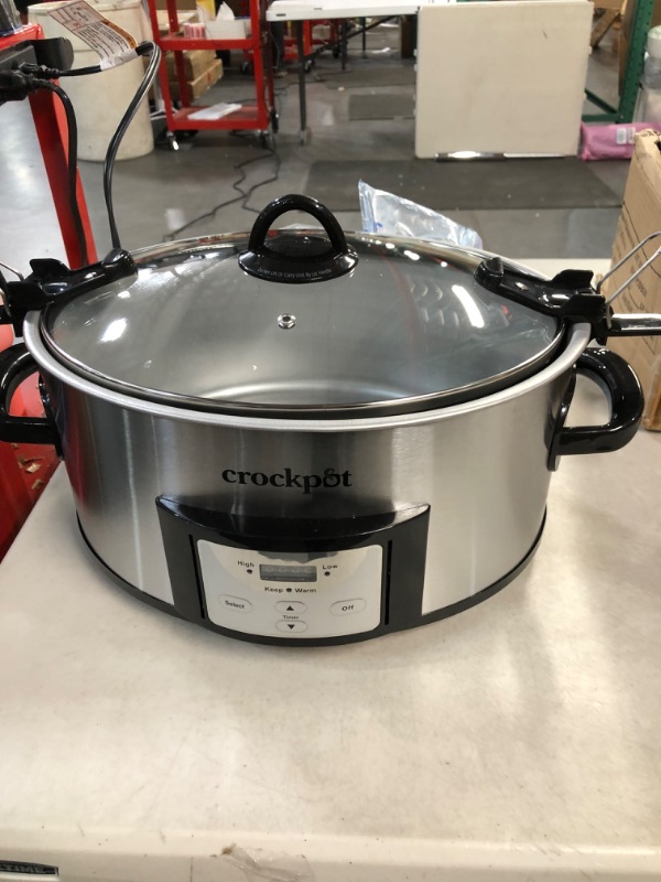 Photo 2 of **USED** MISSING BOWL ISIDE TO COOK WITH** Crock-Pot SCCPVL610-S-A 6-Quart Cook & Carry Programmable Slow Cooker with Digital Timer, Stainless Steel