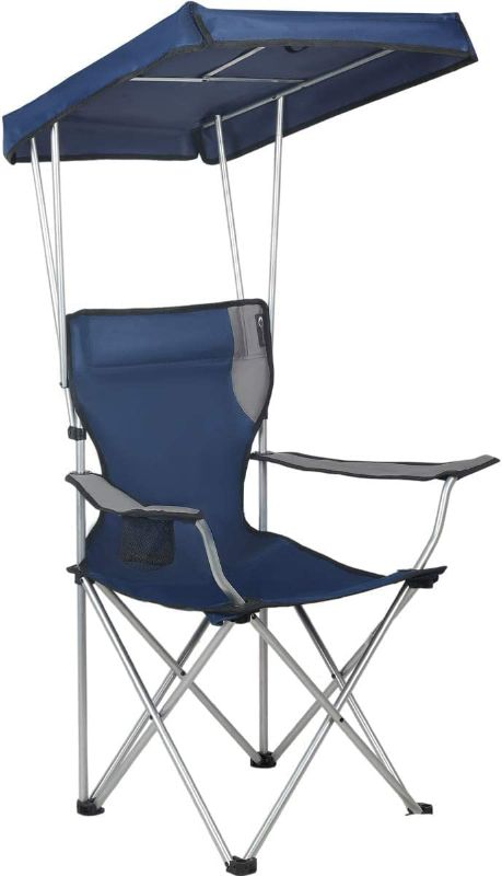 Photo 1 of *NEW* PORTAL Quad Shade Folding Camping Chair with Canopy, 19.69”W x 16.54”D x 34.65”H, Blue/Grey