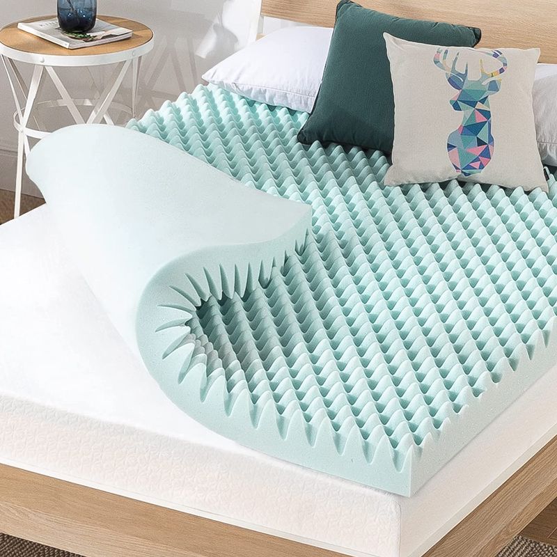 Photo 1 of 4 Inch Egg Crate Memory Foam Mattress Topper with Cooling Gel Infusion, CertiPUR-US Certified, King