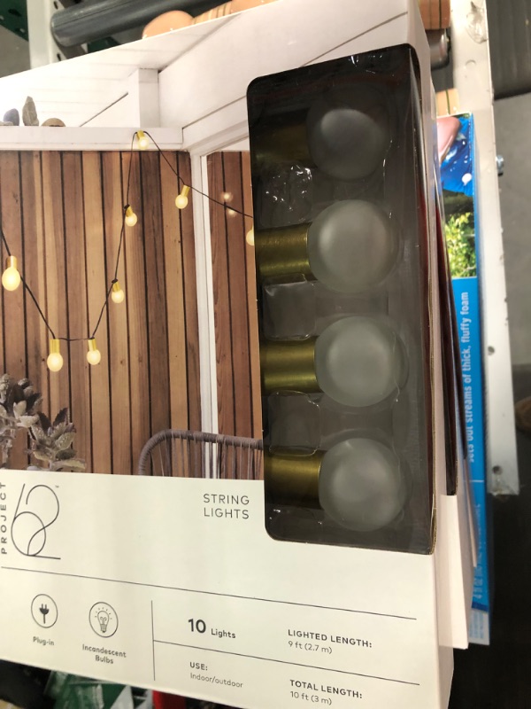 Photo 1 of 10ct Incandescent Outdoor String Lights G40 Frosted Bulbs Matte Brass Collar - Project 62&#8482;