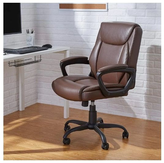 Photo 1 of **LEGS IN THE BACK OF THE BACK**
Amazon Basics Classic Puresoft Padded Mid-Back Office Computer Desk Chair with Armrest