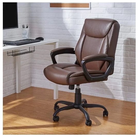 Photo 1 of Amazon Basics Classic Puresoft Padded Mid-Back Office Computer Desk Chair with Armrest