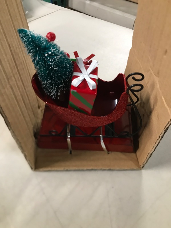 Photo 2 of Kurt Adler Tin Glitter Sleigh Stocking Holder, Red