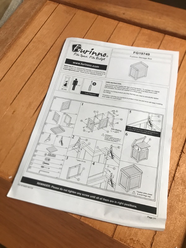 Photo 3 of (READ NOTES) Furinno FG19749 Tioman Outdoor Hardwood Storage Box, Natural
