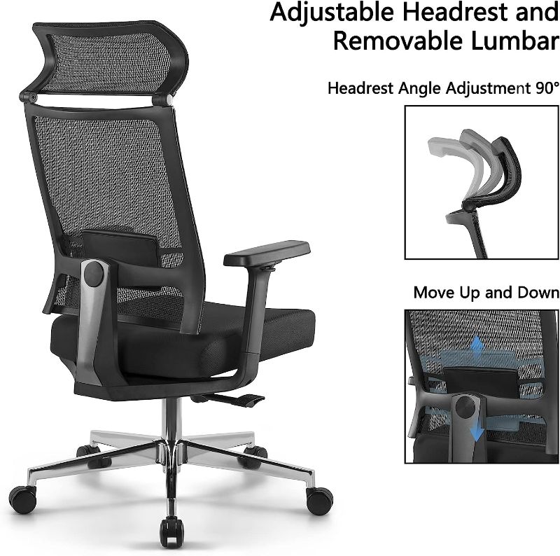 Photo 5 of (READ NOTES) BILKOH Ergonomic Office Chair, High Back Office Chair with Adjustable Lumbar Support 27.5"D x 27.5"W x 45.3"H
