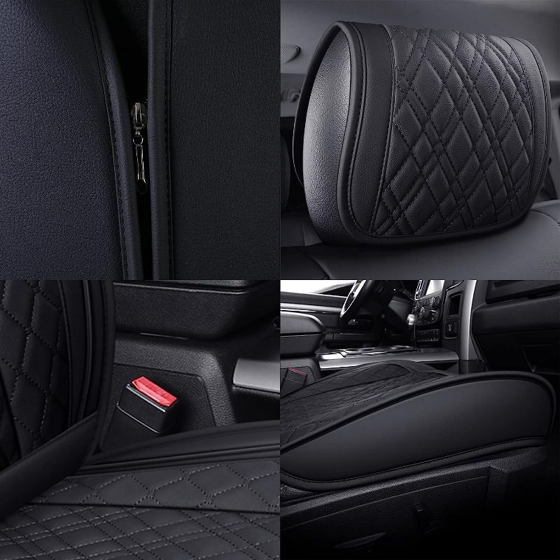 Photo 5 of YIERTAI Dodge Ram Car Seat Covers Custom Fit 2009-2023 1500 2500 3500 Pickup Mega Cab Limited Leather 2 PCS Front/Black-Grey