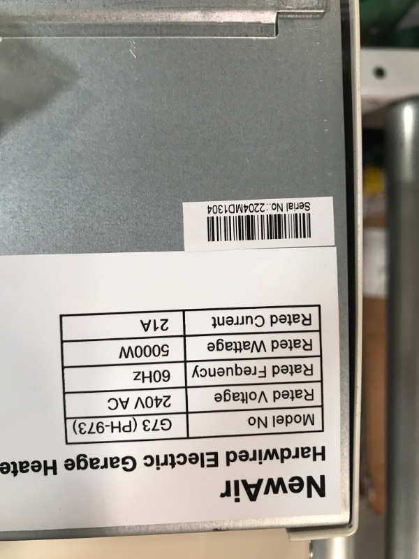 Photo 4 of (READ NOTES) Newair Electric Garage Heater, Adjustable Ceiling/ Wall Mounted with Tilt Head, Heats up to 500 sq. ft. of Space 