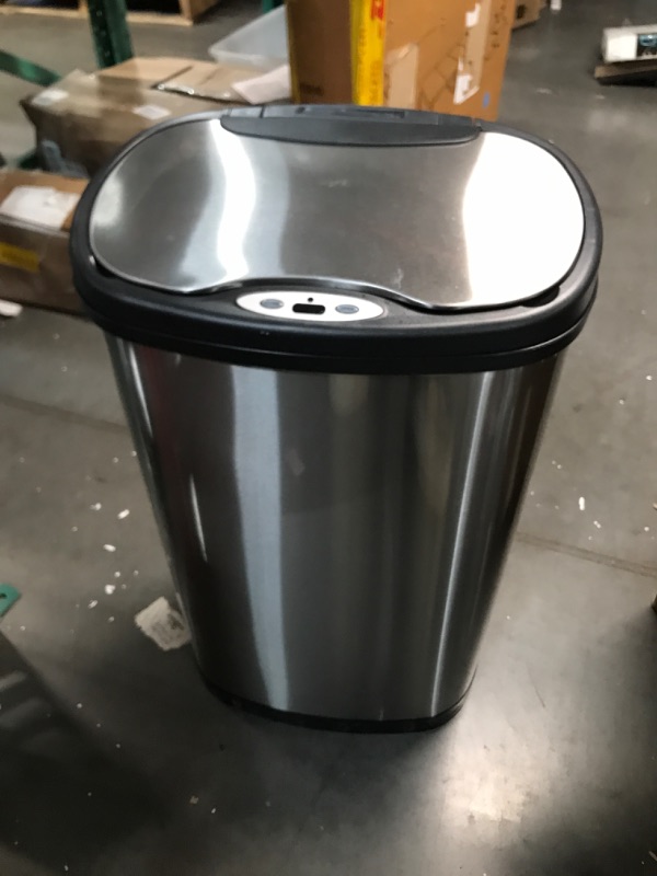 Photo 2 of **USED/SMALL DENT* Ninestars DZT-50-13 Automatic Touchless Motion Sensor Oval Trash Can Stainless Steel 