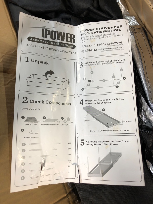 Photo 2 of (READ NOTES) iPower 24"x47"x59" Mylar Hydroponic Water-Resistant Grow Tent with Observation Window and Removable Floor Tray for Plants Seedling