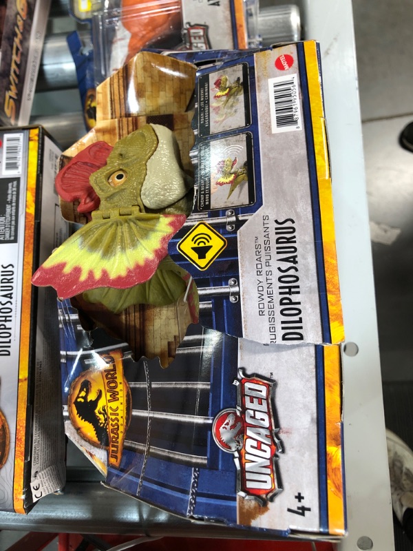 Photo 2 of (READ NTOES) Jurassic World: Dominion Uncaged Rowdy Roars Dilophosaurus Dinosaur Figure 2.36 x 7.09 x 3.94 inches
