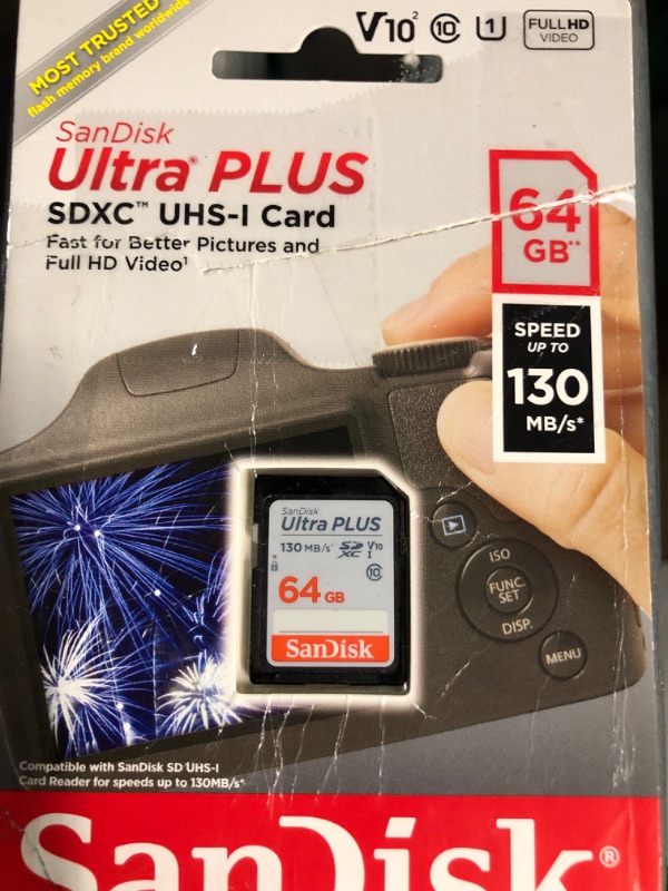 Photo 2 of *USED* SanDisk Ultra Plus 64GB SD UHS-I Memory Card - 130MB/s