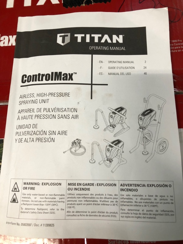 Photo 2 of *USED* Titan ControlMax ?0580008 1900 PRO High Efficiency Airless Paint Sprayer