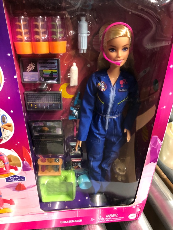 Photo 3 of *NEW* Barbie Space Discovery Space Station Playset with Space Explorer Doll, Puppy, Workstation, Satellite Space Scenes & 20 Space Station 