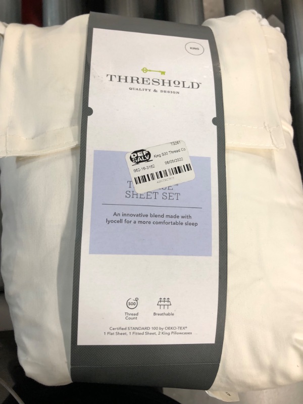 Photo 2 of *USED BUT LIKE NEW* King 500 Thread Count Tri-Ease Solid Sheet Set Ivory 