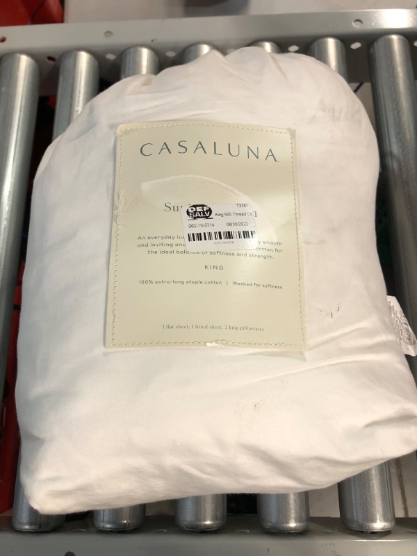 Photo 2 of *USED BUT LIKE NEW* King 500 Thread Count Washed Supima Sateen Solid Sheet Set White - Casaluna