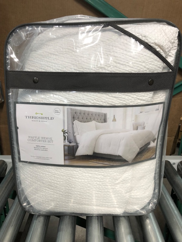 Photo 2 of *NEW* Full/Queen Washed Waffle Weave Comforter Set White 