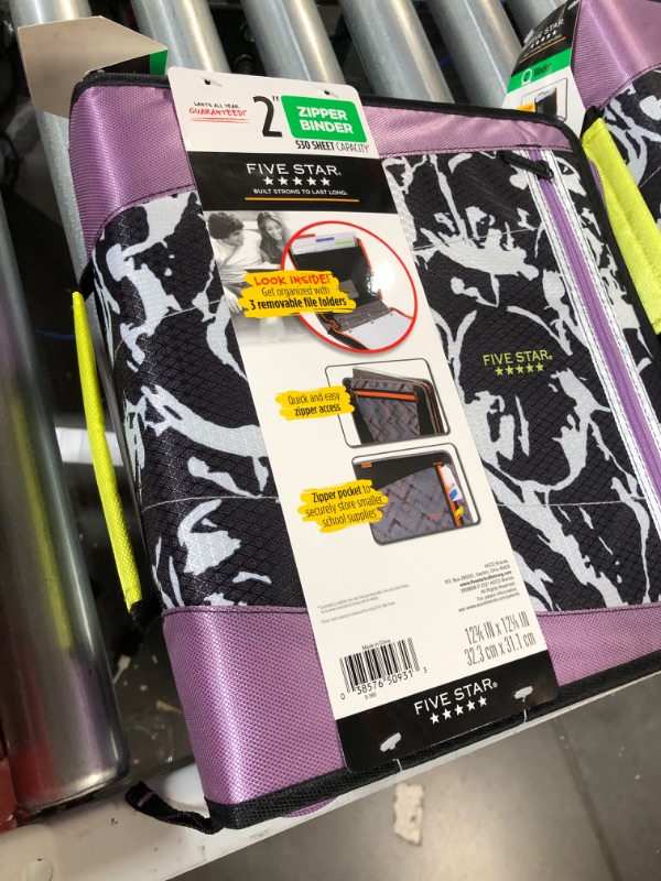 Photo 1 of Five Star Zipper Binder, 2 Inch 3 Ring Binder, Removable File Folders, Durable, Teal (73287) Royal Purple/Aqua