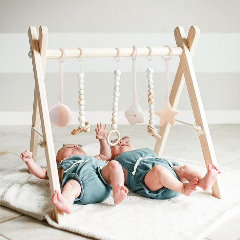 Photo 1 of BRAND NEW*funny supply Wooden Baby Gym with 6 Gym Toys Foldable Baby Play Gym Frame Activity Center Hanging Bar 