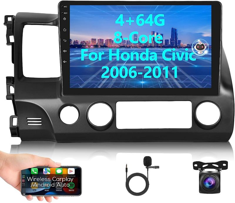 Photo 1 of 4+64G Android Car Stereo for Honda Civic 2006-2011 Support Wireless Carplay with 10.1 Inch IPS Touchscreen